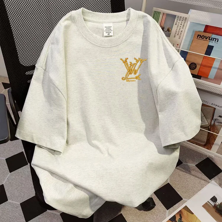 LV Monogram Embroidered T-Shirt [2 styles]