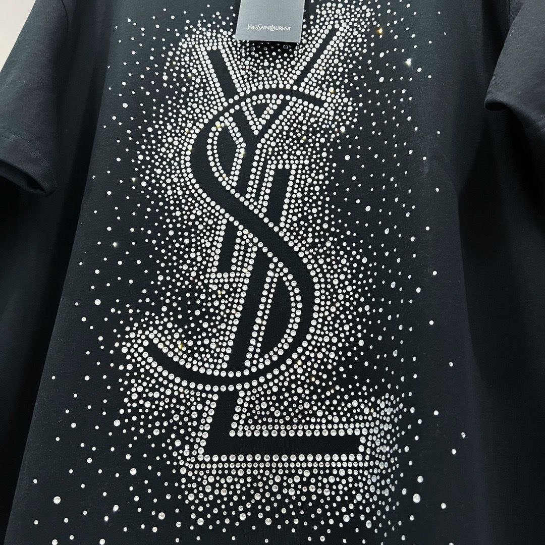 Saint Laurent Monogram Crystal-Embellished T-Shirt