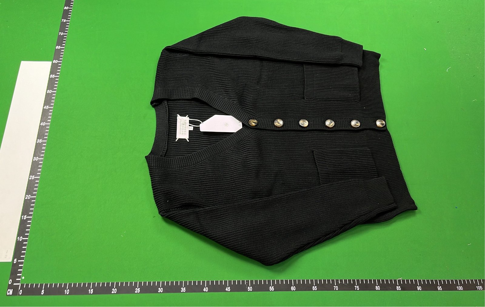 Women's Black Ribbed Knit Cardigan with Silver Buttons [2 styles]